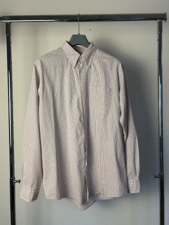 Hermès Red Grey Plaid Button Up Shirt