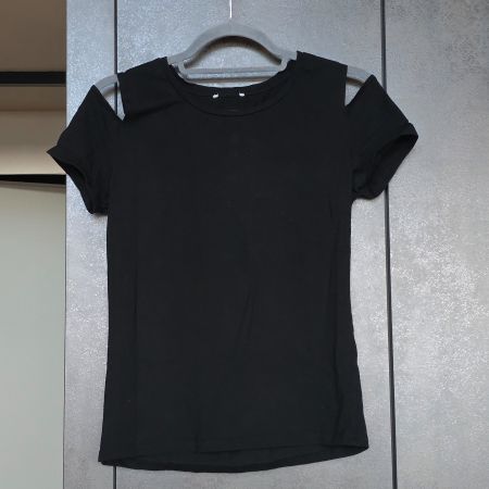 🐸 COOLES COLD SHOULDER T-SHIRT TOP M SCHWARZ