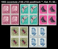 1953 Pro Juventute 4er postfrisch J148-J152, Kat. Fr. 60.-
