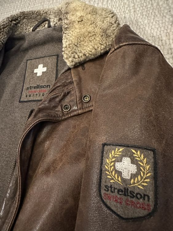 Strellson Swiss Cross Leather Jacket Winter Warm size 50 (Gebraucht) in ...