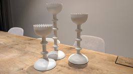 Kerzenständer Set, Vintage Look, Weiss, 3 Stück
