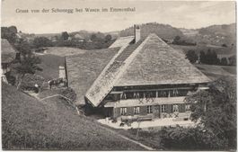 LANDWIRTSCHAFT/BAUERNHAUS 1910 Fuhrwerk Schonegg Wasen BE