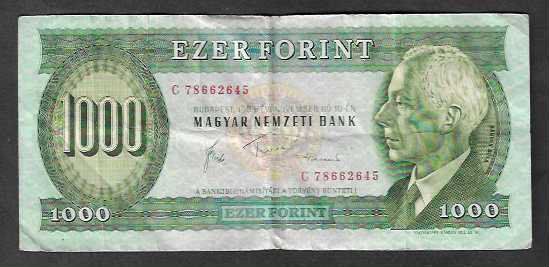 Banconote: Hungary  1000  Forint  1983  Gebraucht – Usato da Gordola venduto da coinsandnotes