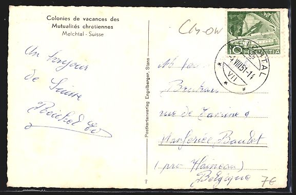 Ansichtskarten: Melchtal, Colonies de vacances des Mutua – Gebraucht aus Berlin von bartko-reher 1