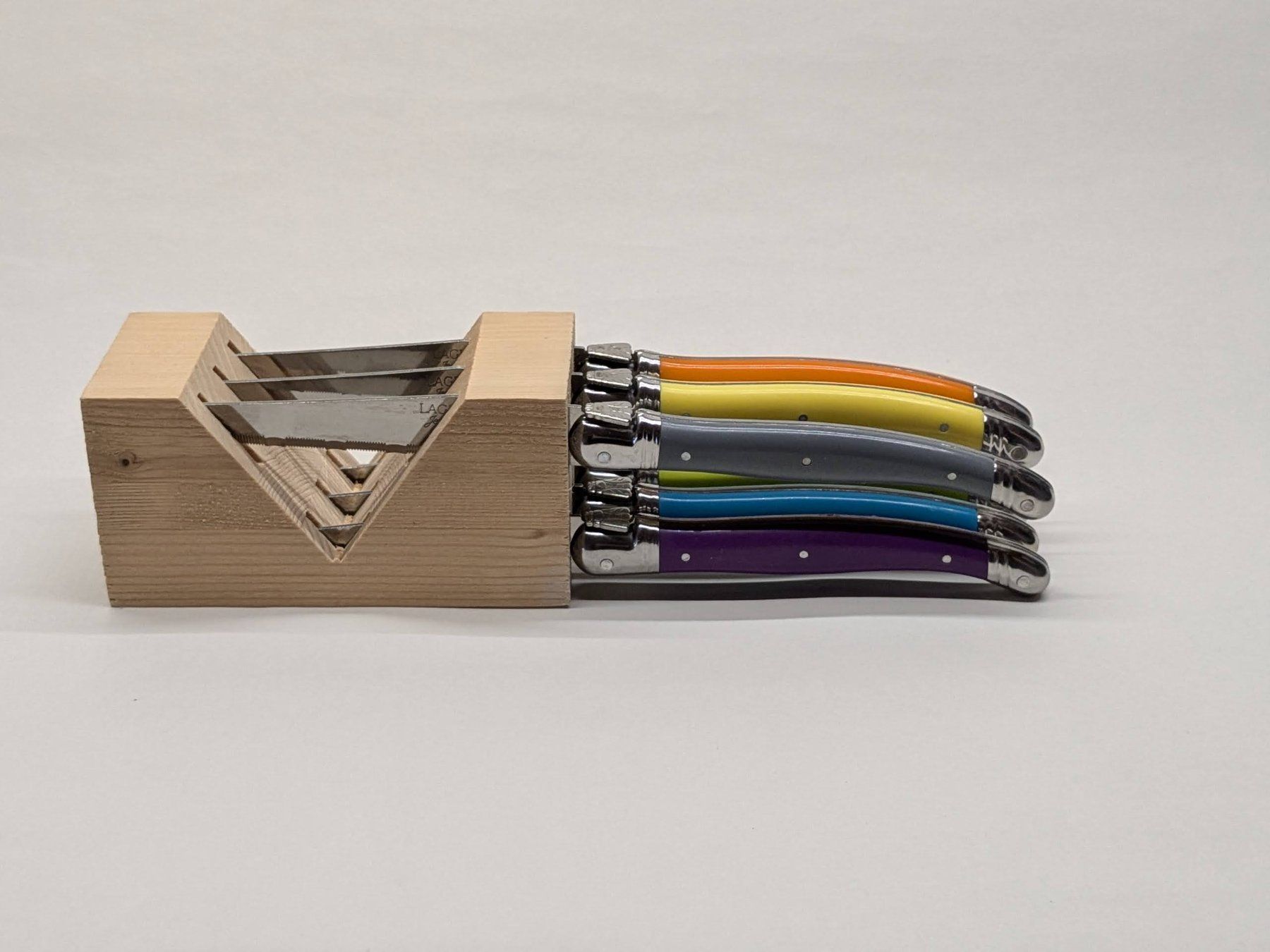 Coltelli: Laguiole Steakmesser Set, 6-teilig mit Holzblock – Usato da Bern venduto da F_M_A