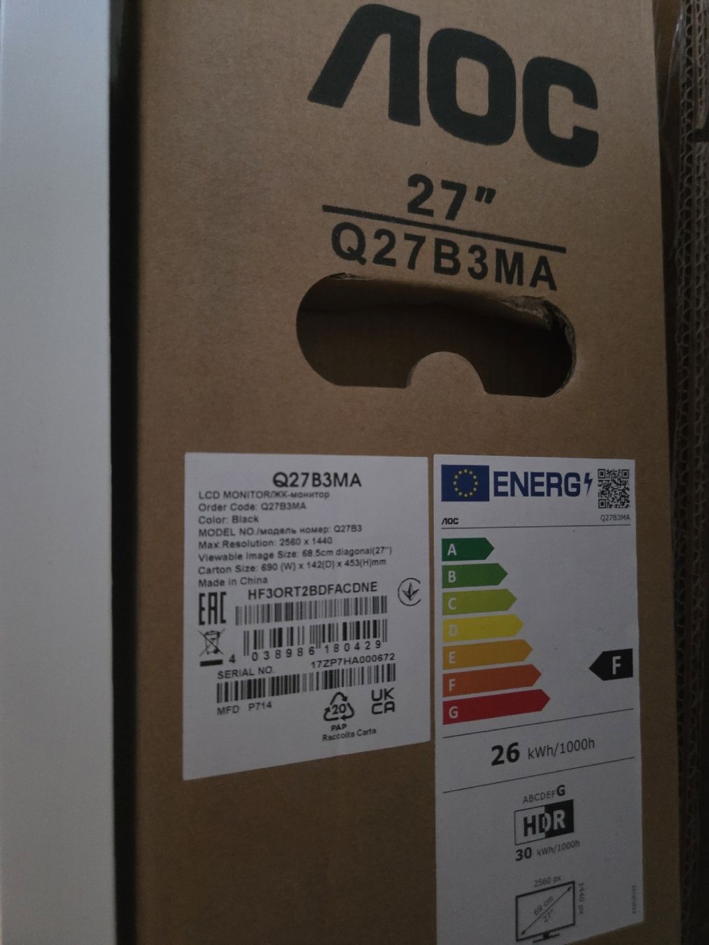AOC Monitore: Screen AOC 27" Q27B3MA 2560x1440 – Gebraucht aus Neuchâtel von dav_8kpp 1