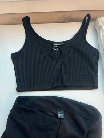 Damen Set Shein Hose und Tally Weijl Top schwarz Gr. M