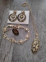 SCHMUCK SET SCHWARZ GOLD NEU