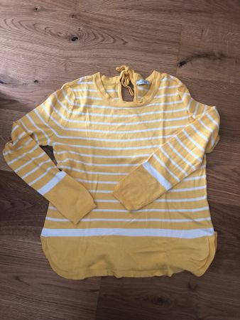 Leichter Pullover gelb weiss gestreift 36