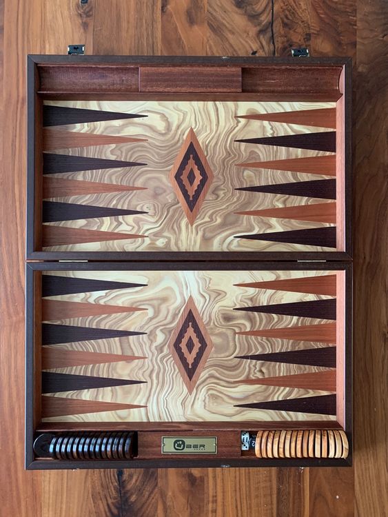 Helena Wood Art Backgammon Spiel - Handgefertigtes Holz Tavla Set 52,5x30cm Deluxe Edition