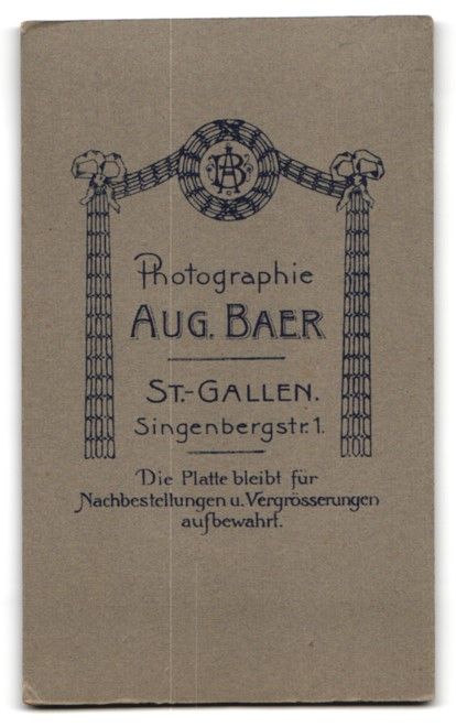 Fotografie & Manifesti: Fotografie Aug. Baer, St. Gallen, Singen – Usato da Berlin venduto da bartko-reher 1