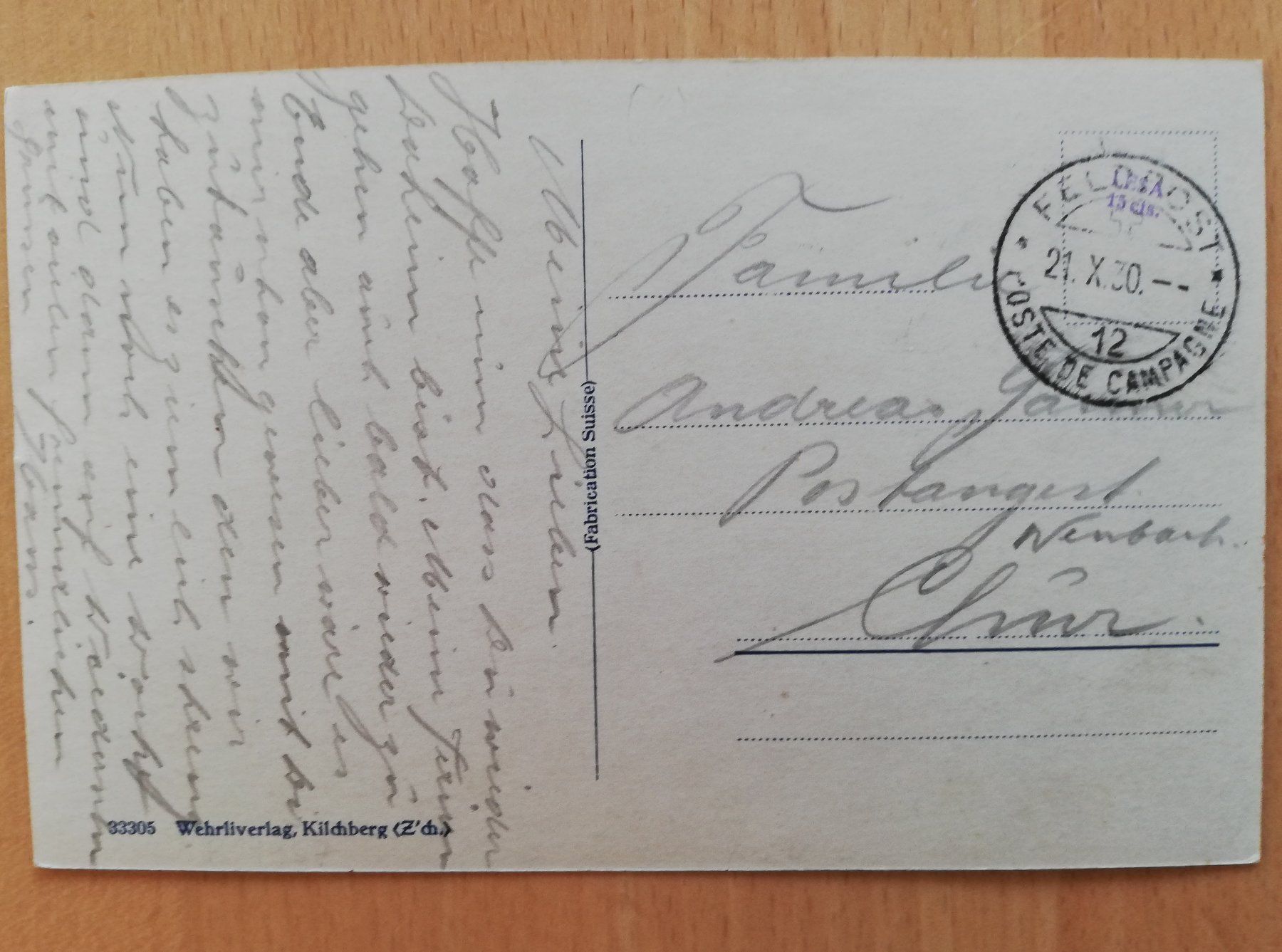 Cartoline postali: Huttwil 1930 – Usato da Hildisrieden venduto da Malve 1