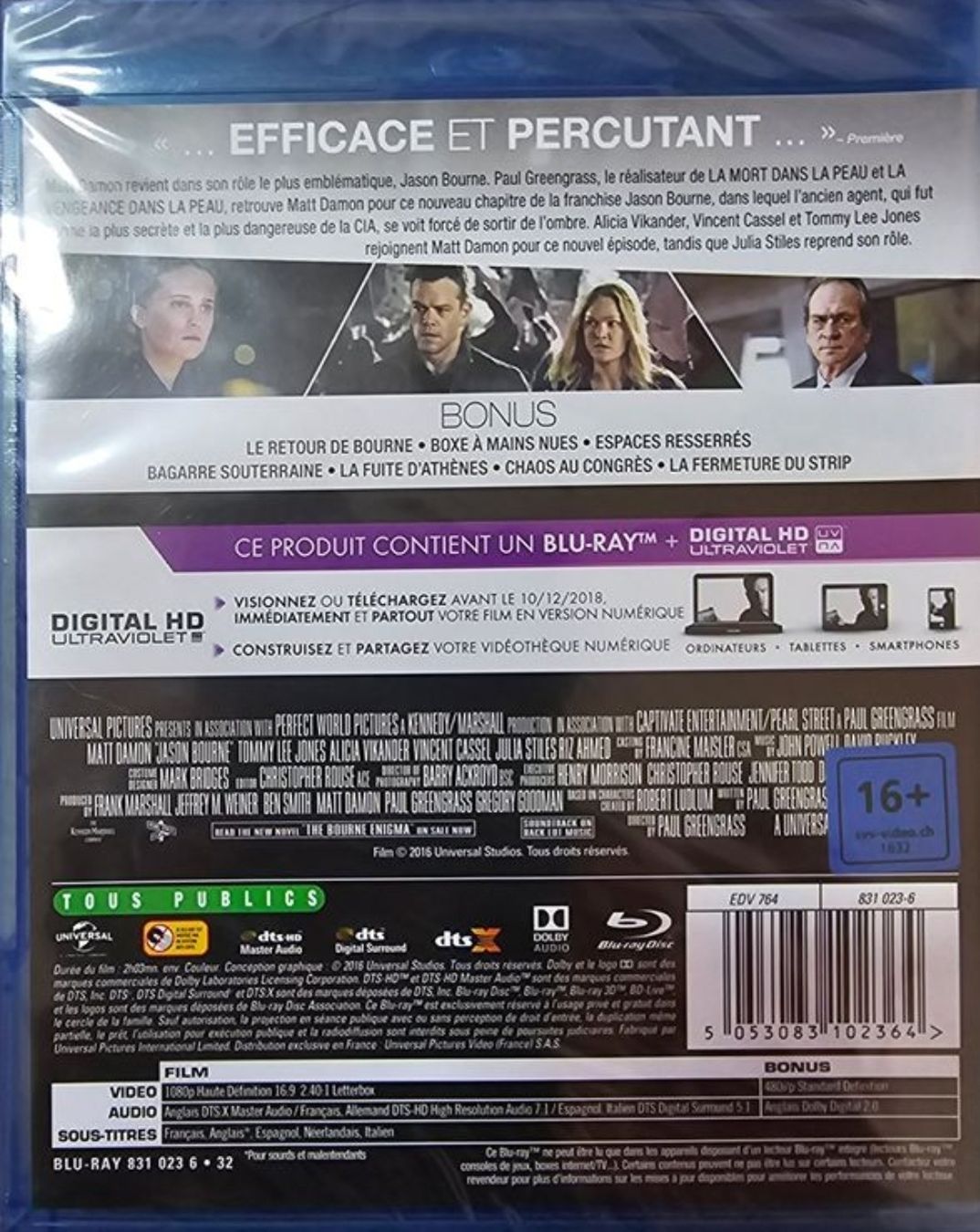 Tutti i DVDs: Blu-ray "Jason Bourne" neuf – Nuovo e nell'imballaggio originale da HENNIEZ venduto da mjm_vp6n 1