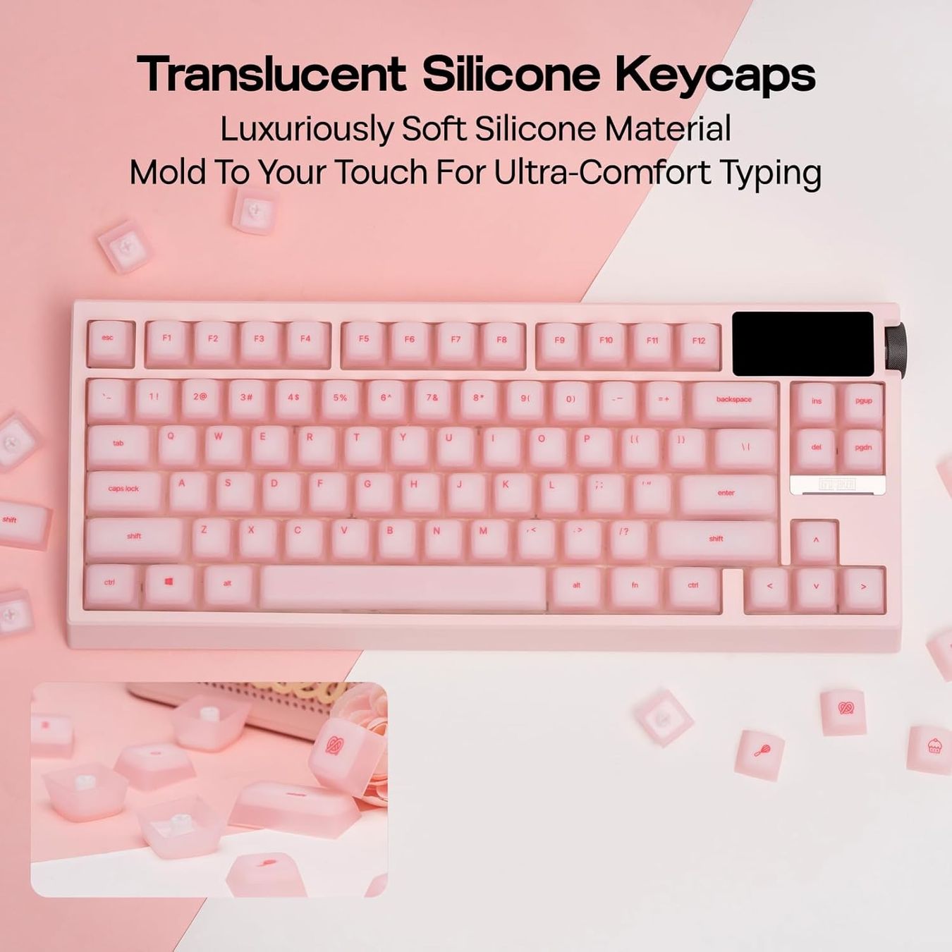 Tastiere: EPOMAKER AegisSil 113 Silicone Keycaps Cherry Profile Pink – Nuovo e nell'imballaggio originale da Belmont-Lausanne venduto da HausPopCharm