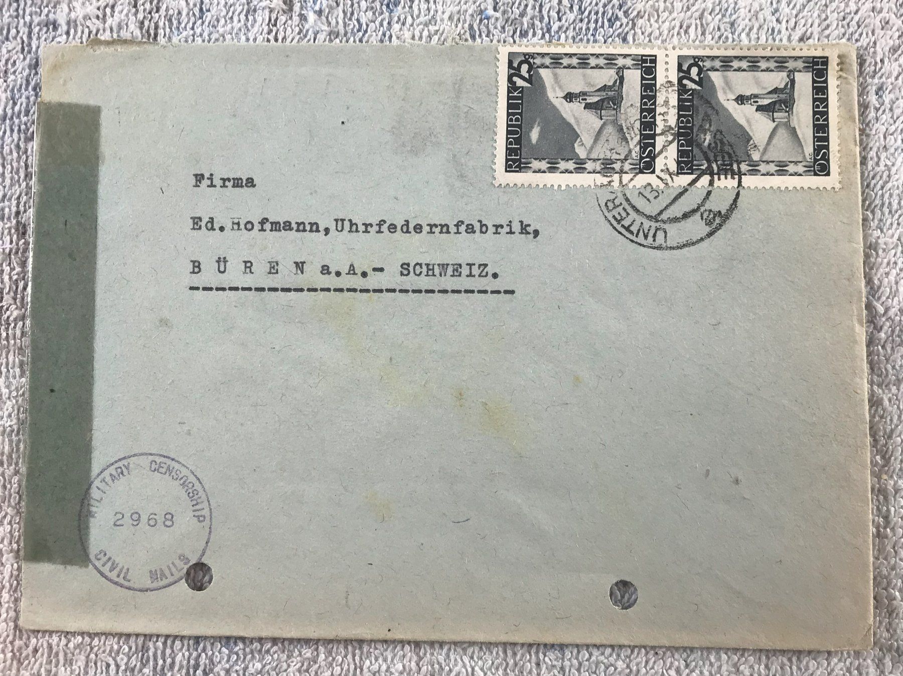 Tutti i francobolli: ANTIKER BRIEFUMSCHLAG MILITARY CENSORHIP – Usato da Ostermundigen venduto da Kari1937