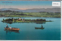 Ufenau im Zürchersee - Boote - Litho