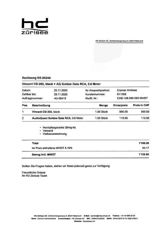 Vincent Lettore multimediale & Streamer: Vincent CD-200 – Nuovo (secondo la descrizione) da Rosshäusern venduto da 6908patrick 3
