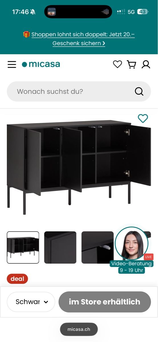 Kommoden: Schwarzes Sideboard Jeremy Micasa – Gebraucht aus Winterthur von agn_b8kw 2