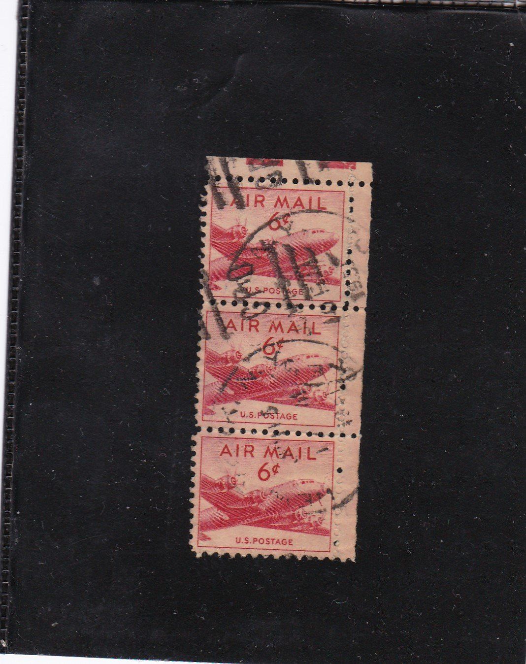 Tutti i francobolli: 3 originale rote US-Luftpostmarke, 6 Cent, USA, 1949 – Usato da Binningen venduto da Hahexa