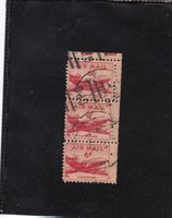 3 originale rote US-Luftpostmarke, 6 Cent, USA, 1949