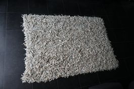 Teppich aus echtem Leder, beige / creme 140 x 210cm