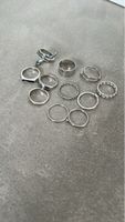 11 Ringe Set silberfarben guter Zustand