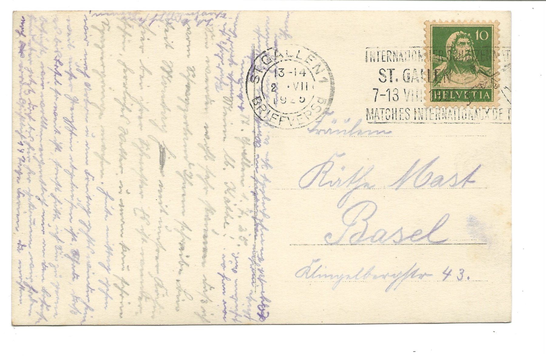 Cartoline postali: St. Gallen - Stadt - Linsebühl-Quartier - Wohnhäuser - 1920 – Usato da Engelburg venduto da Cartophil 1