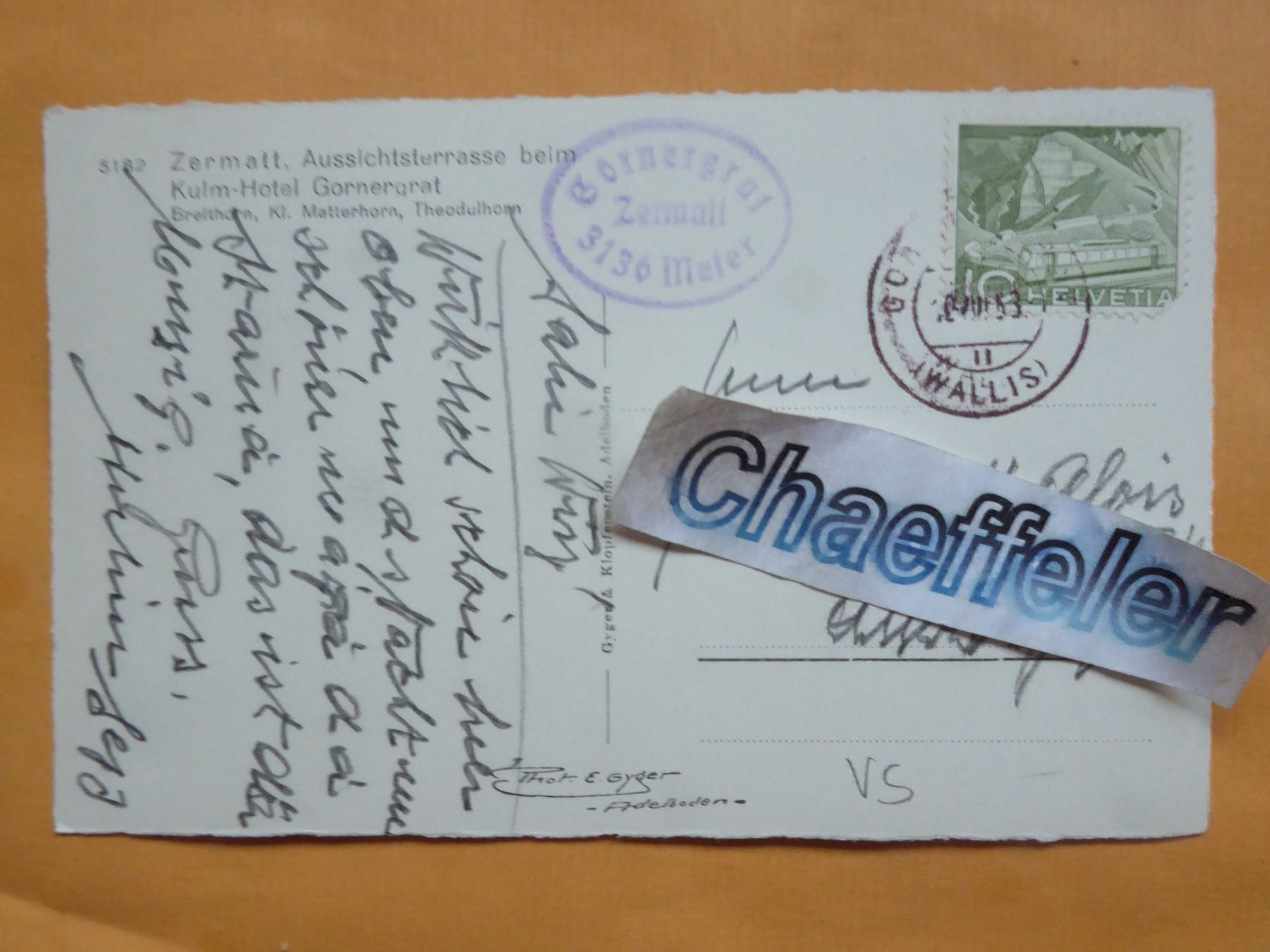 Cartoline postali: Zermatt, Aussichtsterrasse beim Kulm - – Usato da Zürich venduto da Chaeffeler 1