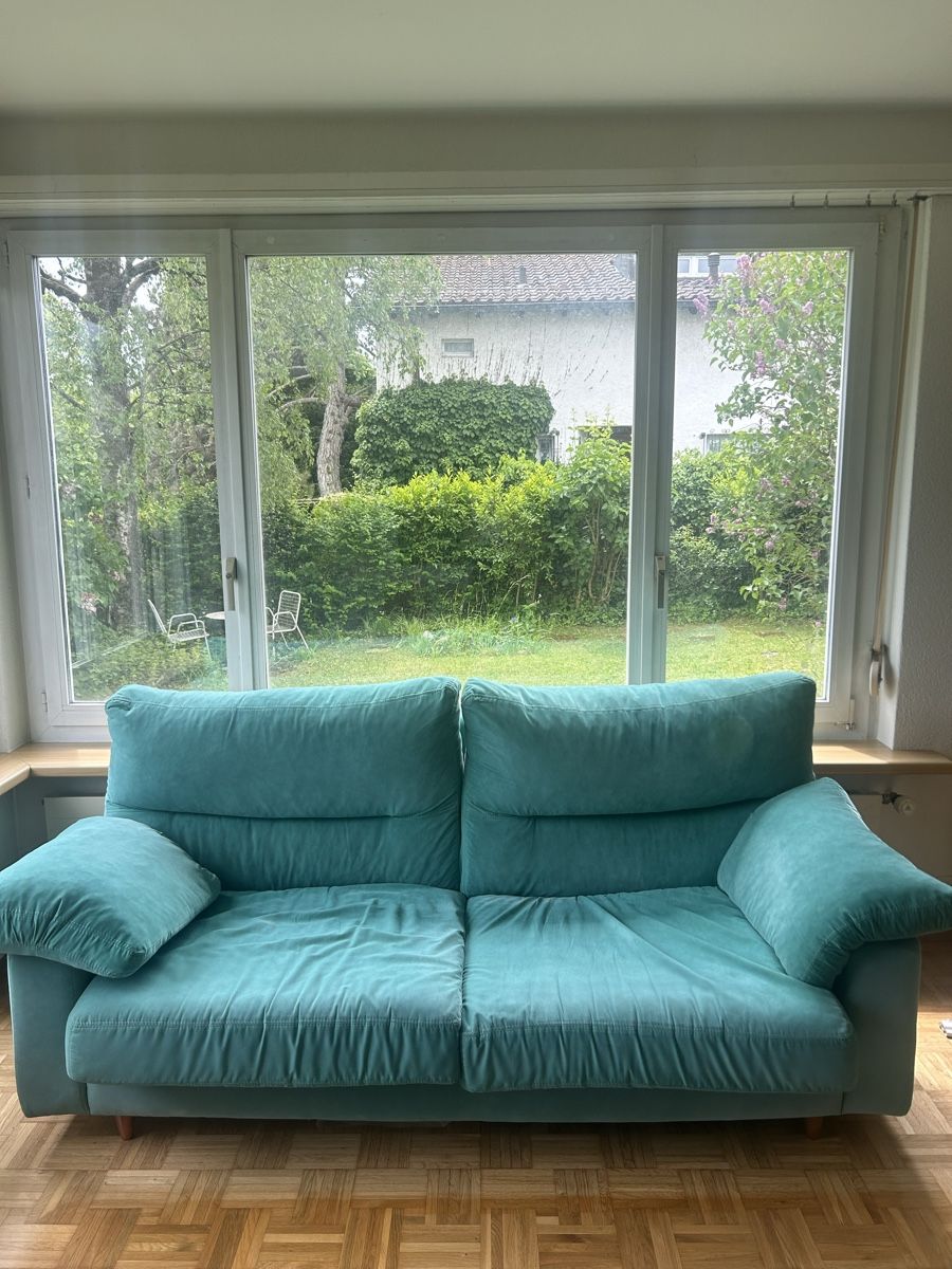 Divani: Vintage Sofa, türkis, samt, 70s-Flair – Usato da Zürich venduto da tabea_j