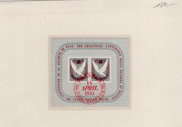 Baslertaube Block 1945, W23, 2 Stück mit versch. ET-Stempel