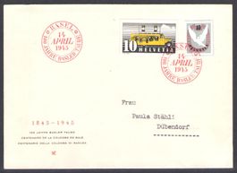 1945, W22+ Blockausschnitt auf illustriertem FDC (14265)