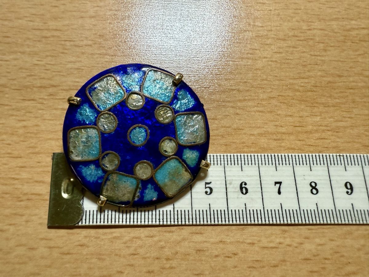 Spille & Fermagli: Vintage-Brosche blau/türkis farbe, emailliert – Usato da Lamone venduto da LaCantinaMagica 8