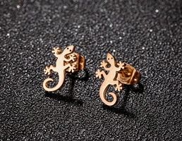 SÜSSE OHRSTECKER, GECKO, EDELSTAHL, ROSEGOLDFARBEN NEU