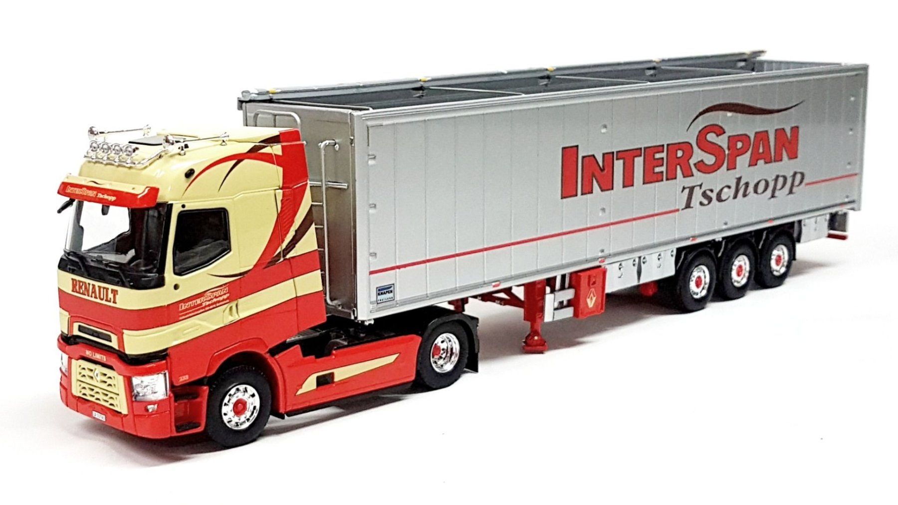 Tekno Kit di modellismo & Modellini statici: 1:50 Tekno Renault T High "Interspan Tschopp" – Nuovo e nell'imballaggio originale da Affoltern am Albis venduto da Modellshop-8910