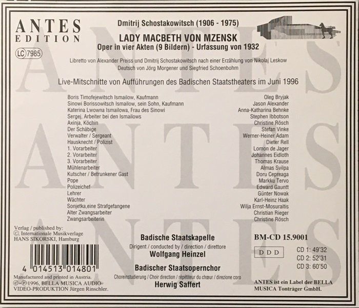 CD: Schostakowitsch - Lady Macbeth von Mzensk – Usato da Grüningen venduto da azulblanco 1