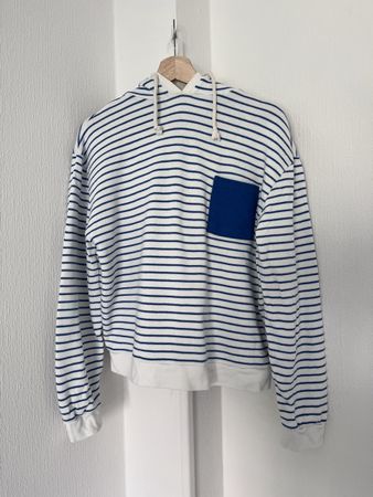 TwoThirds organic cotton blue stripe hoodie, XS cool!