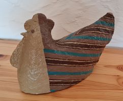 Dekoratives Huhn aus Pappmaché, handbemalt, 23 x 17 cm