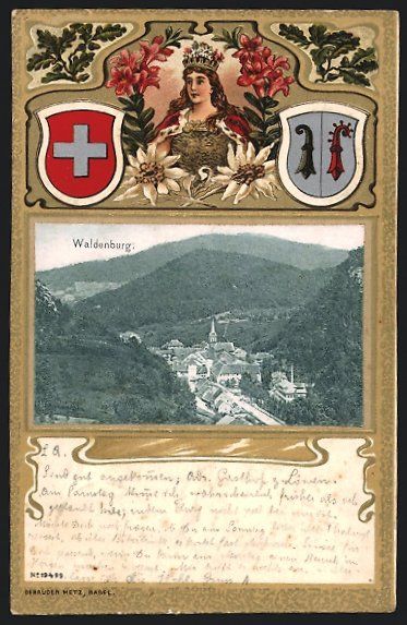 Cartes postales: Passepartout-Lithographie Waldenburg, Or – D'occasion à Berlin par bartko-reher
