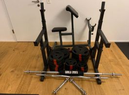 Ensemble d'haltères 140kg Multi Squat Rack Gorilla Sports 