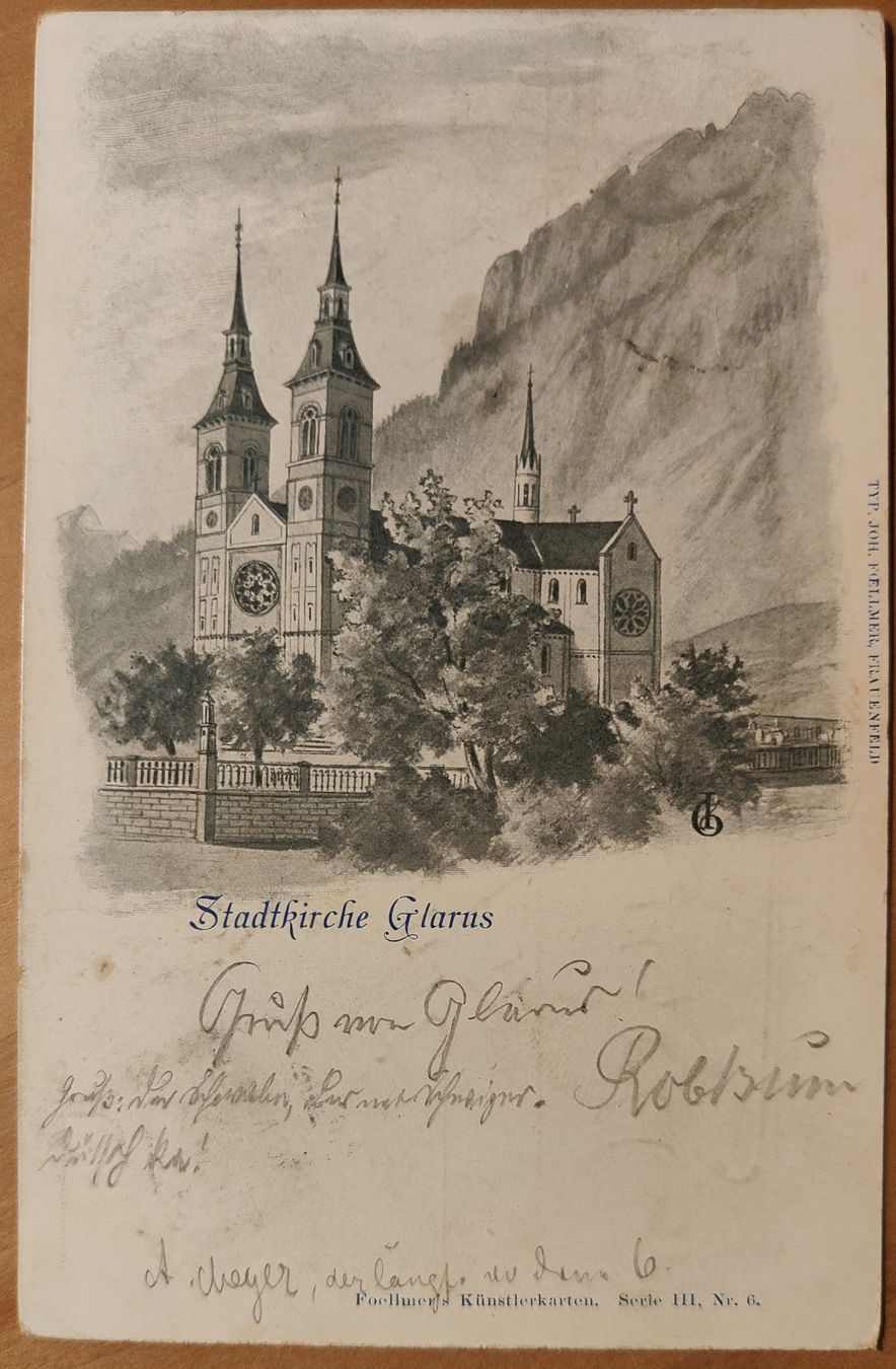 Cartoline postali: Stadtkirche Glarus um 1900 – Usato da St. Erhard venduto da Chaeferli6