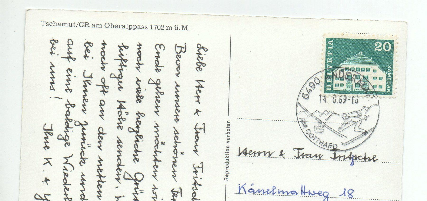 Cartes postales: TSCHAMUT am Oberalppass – D'occasion à Jona par philajona 1