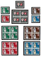 4 PRO PATRIA Sätze 1957, ungest./gest. - Einzel + 4er-Blöcke
