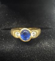 Saphir Diamant Goldring Gelbgold 750/14 K