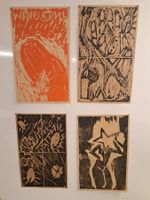 4x Holzschnitt signiert W.O.Leuenberger/ Sammlerauflösung