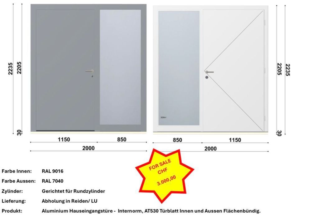 Haustüre Internorm AT530 (Neu (gemäss Beschreibung)) in langnau für CHF ...