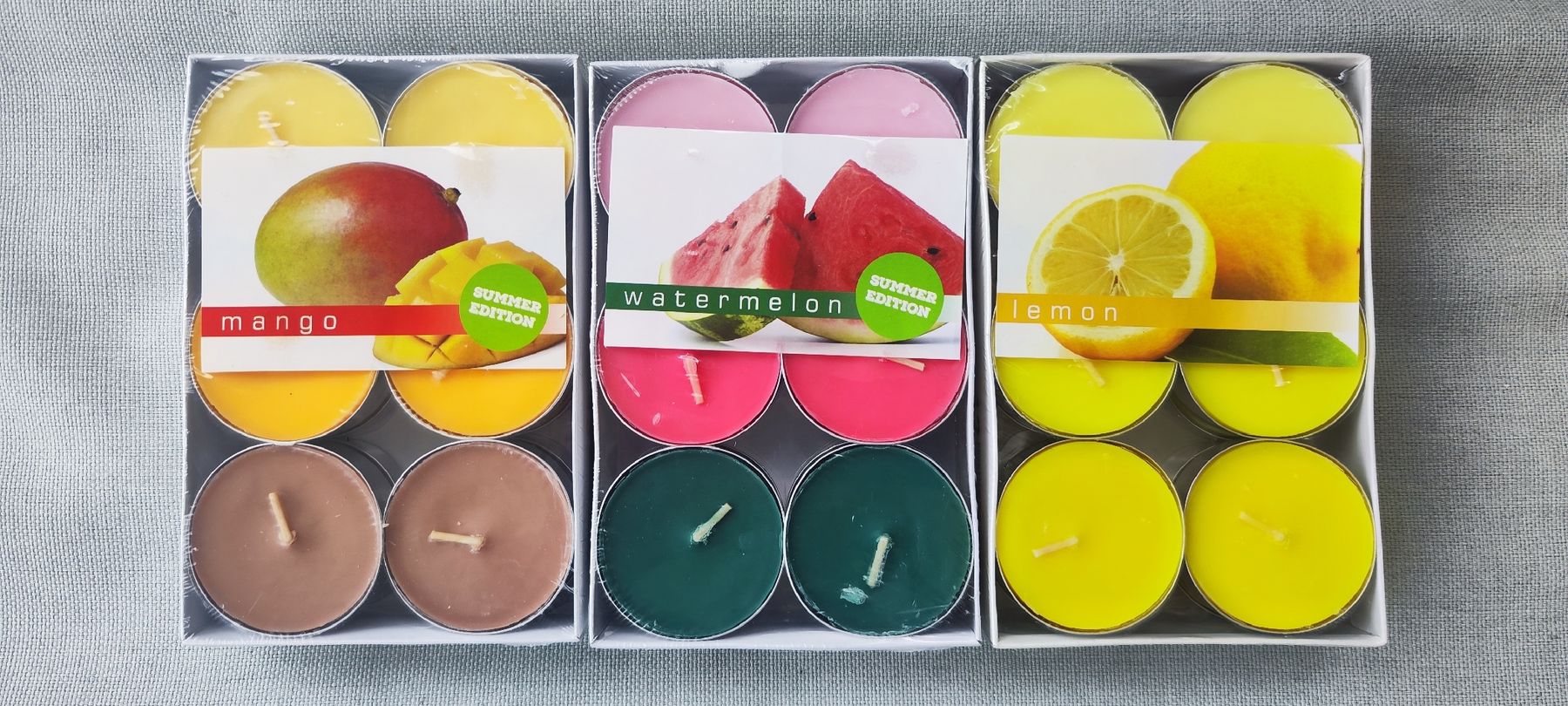 Kerzen: 36 Kerzen Mango Wassermelone Zitrone Neu – Neu und originalverpackt aus Birmensdorf ZH von Hagenbuchertrade
