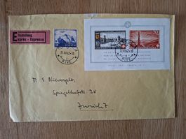Pro Patria Block 1942 auf Express-Brief von Genf nach Zürich
