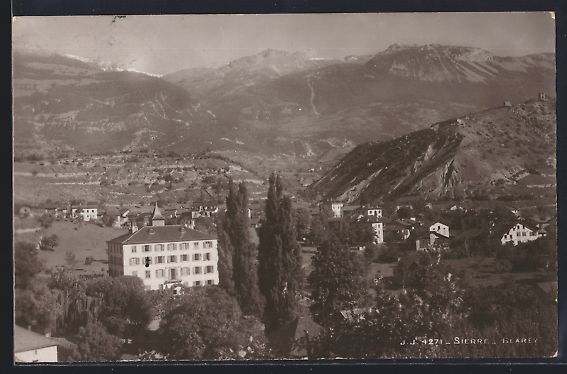 Cartoline postali: AK Sierre-Glarey, Panorama mit Bergen – Usato da Berlin venduto da bartko-reher