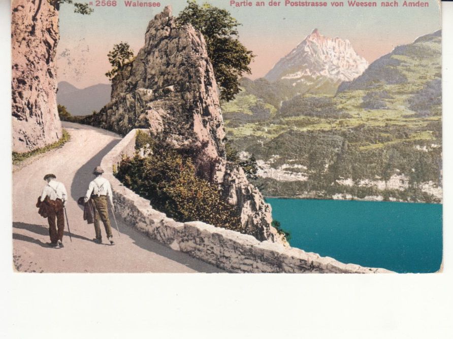 Cartoline postali: Walensee Weesen-Amden 1916 mit ST Weesen – Usato da Bürglen TG venduto da StampGraf