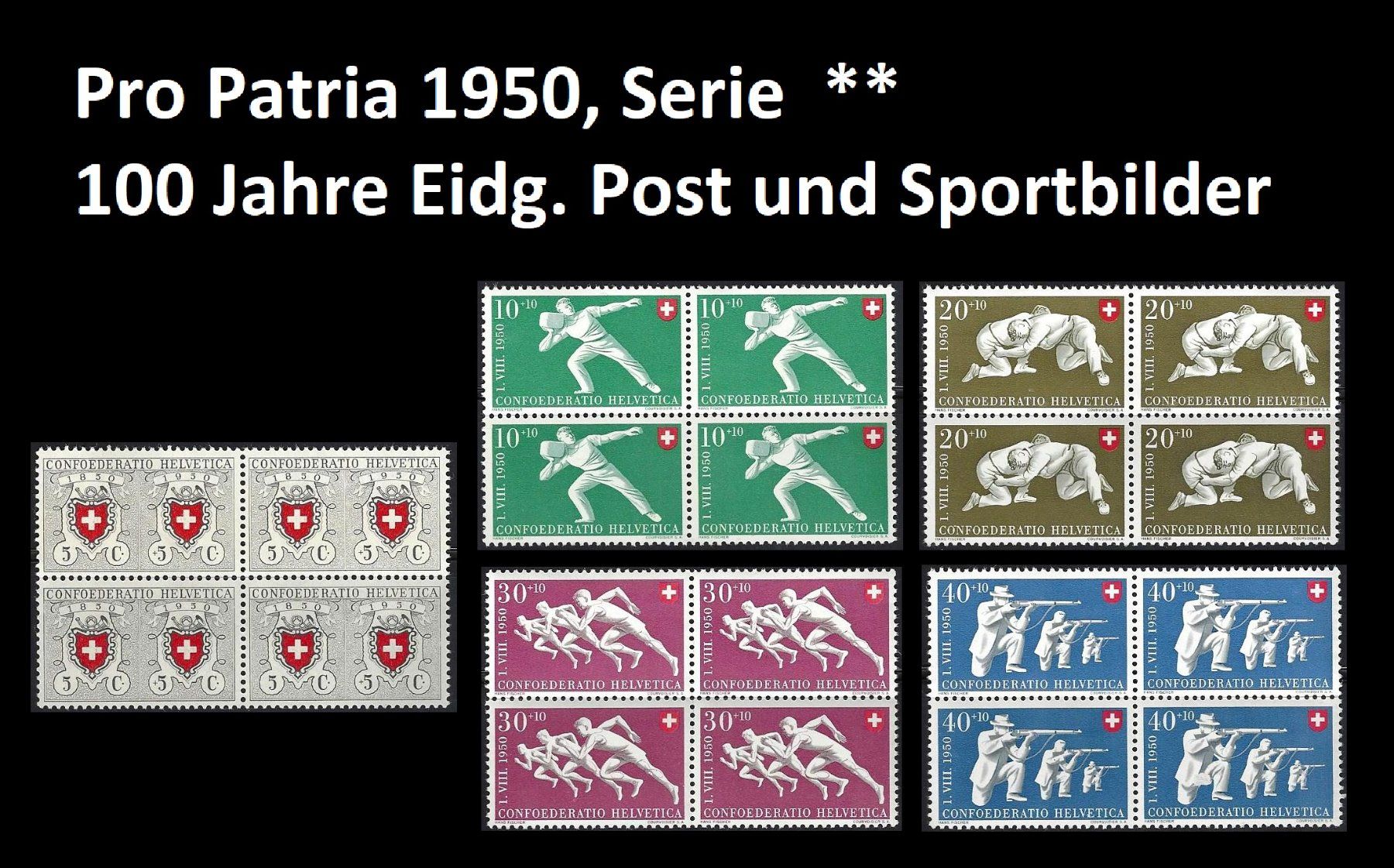 Tutti i francobolli: Pro Patria 1950 Serie, Viererblöcke postfrisch – Usato da Baar venduto da miam8
